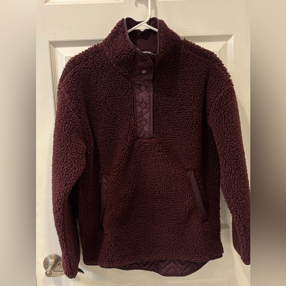 Athleta Sherpa Pullover - Deep Dark Purple
